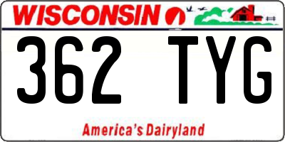 WI license plate 362TYG