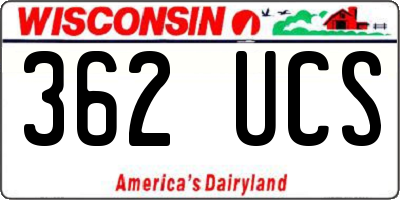 WI license plate 362UCS