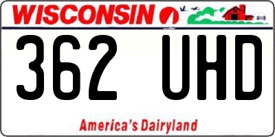 WI license plate 362UHD