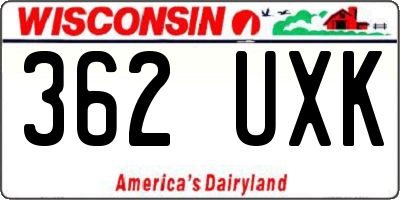 WI license plate 362UXK
