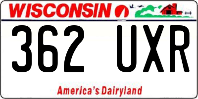 WI license plate 362UXR