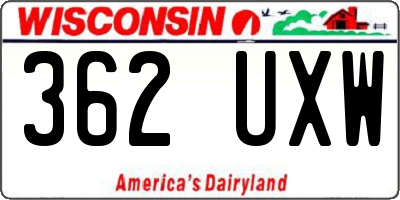 WI license plate 362UXW