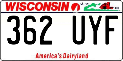 WI license plate 362UYF