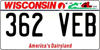 WI license plate 362VEB