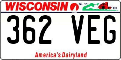 WI license plate 362VEG