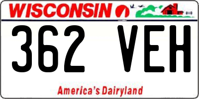 WI license plate 362VEH