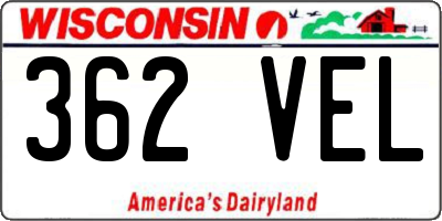 WI license plate 362VEL