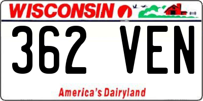 WI license plate 362VEN