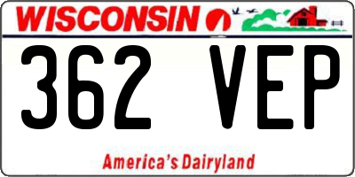WI license plate 362VEP