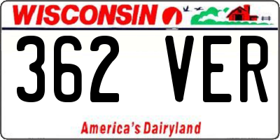 WI license plate 362VER
