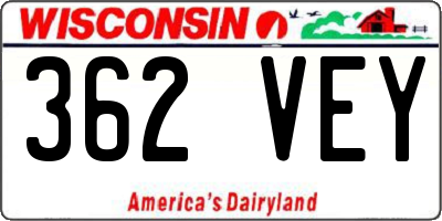 WI license plate 362VEY