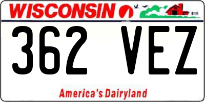 WI license plate 362VEZ