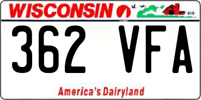 WI license plate 362VFA