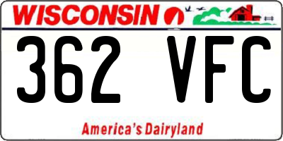 WI license plate 362VFC