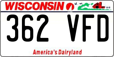 WI license plate 362VFD