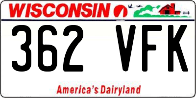 WI license plate 362VFK