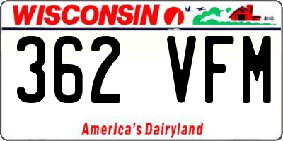 WI license plate 362VFM