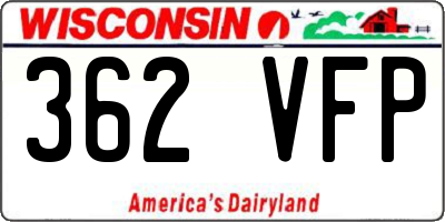 WI license plate 362VFP