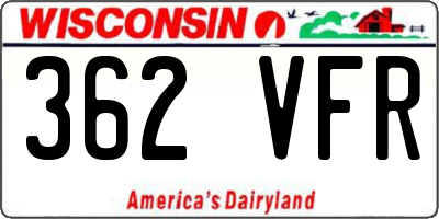 WI license plate 362VFR