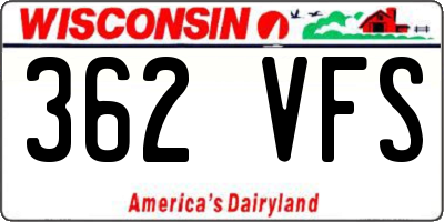 WI license plate 362VFS