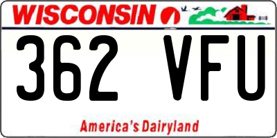 WI license plate 362VFU