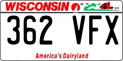 WI license plate 362VFX