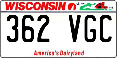 WI license plate 362VGC
