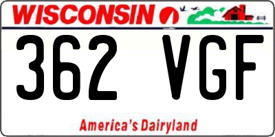 WI license plate 362VGF