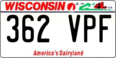 WI license plate 362VPF