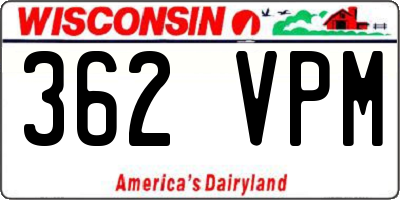 WI license plate 362VPM