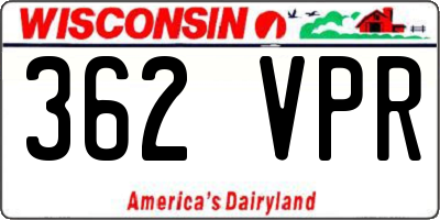 WI license plate 362VPR