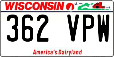 WI license plate 362VPW