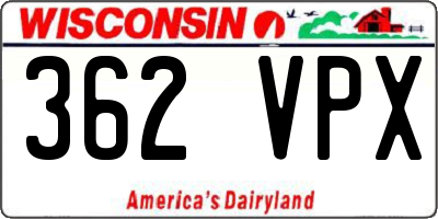 WI license plate 362VPX