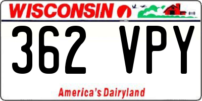 WI license plate 362VPY