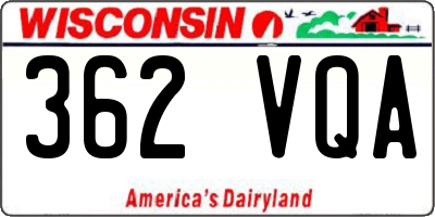 WI license plate 362VQA