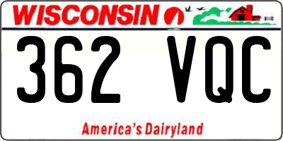 WI license plate 362VQC