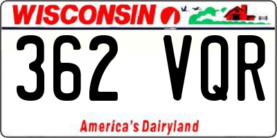 WI license plate 362VQR