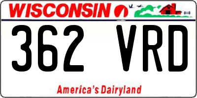 WI license plate 362VRD