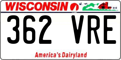 WI license plate 362VRE