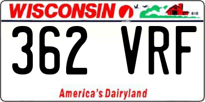 WI license plate 362VRF