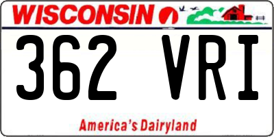 WI license plate 362VRI