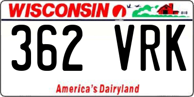 WI license plate 362VRK