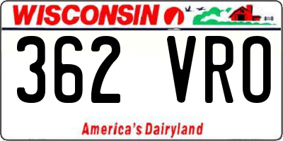 WI license plate 362VRO