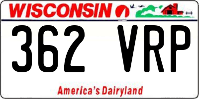 WI license plate 362VRP