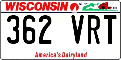 WI license plate 362VRT