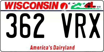 WI license plate 362VRX