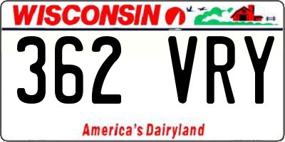 WI license plate 362VRY