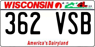 WI license plate 362VSB