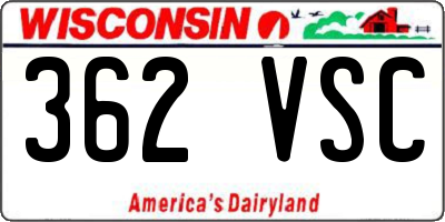 WI license plate 362VSC