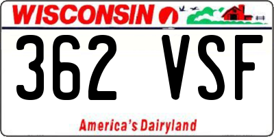 WI license plate 362VSF